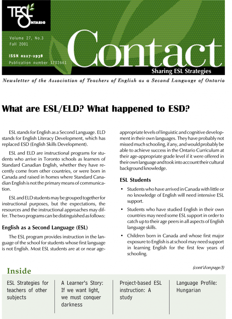 Contact Fall 2001 Issue Cover
